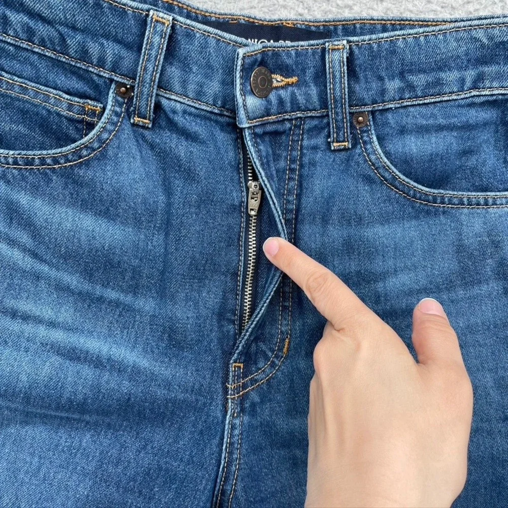 Veronica Beard Taylor Wide Leg Crop Jeans Womens 27 6 Blue High Rise Raw Hem - Picture 4 of 11